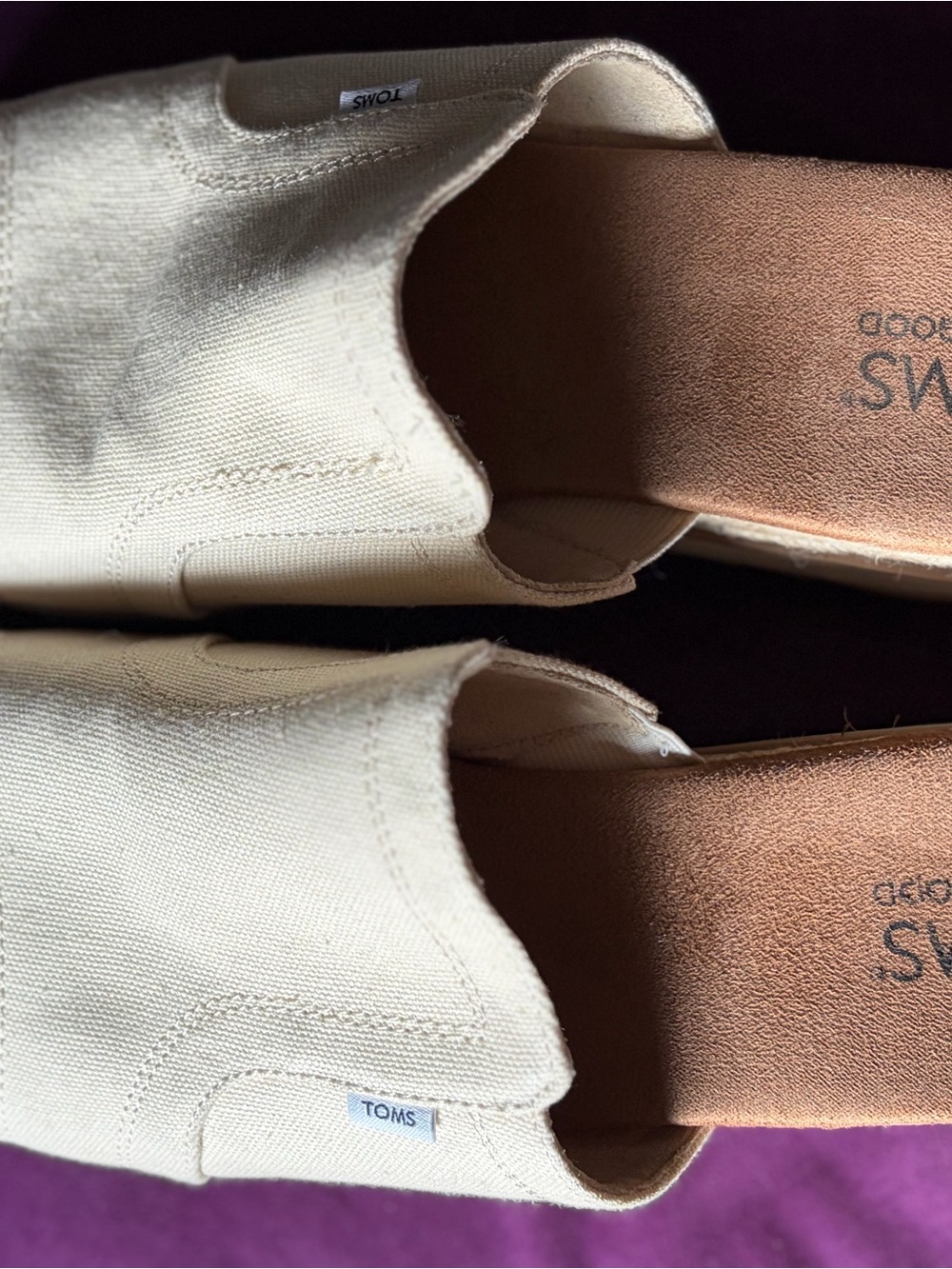 Toms Women's Cream Canvas Slip-On Mules